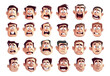 © ssstocker - Cartoon frightened people avatars. Man worried stressed anxious heads, suspicious confused characters concerned troubled apprehensive uneasy persons, isolated vector illustrations