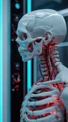 Poster - Exhibiting robotic anatomy innovation lab 3d model futuristic setting close-up view technological advancement