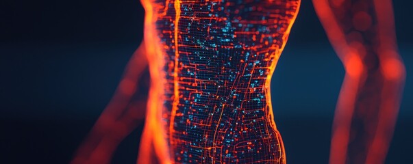 Poster - Digital human anatomy exploration virtual lab 3d model sci-fi environment close-up view health concept