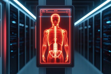Poster - Analyzing human anatomy medical facility digital display technology lab close-up interactive learning experience