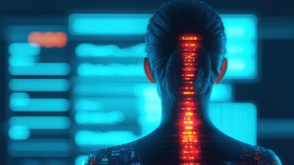 Poster - Futuristic cybersecurity lab visualizing digital identity transformation and insights in data representation