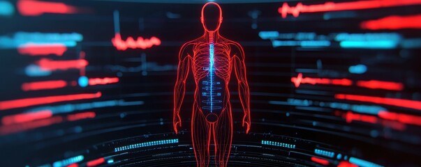 Poster - Exploring human anatomy and nervous system visualization digital art medical environment futuristic viewpoint
