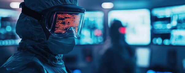 Poster - Emergency response team in high-tech control room futuristic technology environment dramatic viewpoint cybersecurity concept