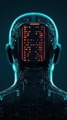 Poster - Exploring artificial intelligence digital realm visual concept futuristic environment back view technology innovation