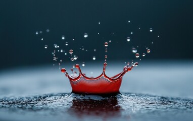 Poster - Red Liquid Drop Crown Splash