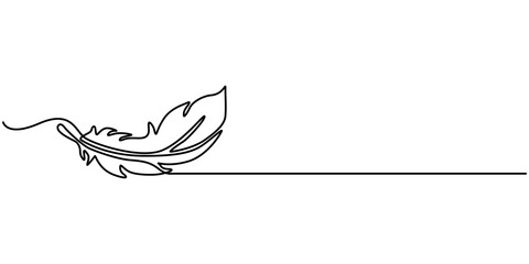 Leinwandbilder - Bird feather continuous one line drawing of bird feather icon  Isolated on white background vector illustration, Continuous Line Drawing of Feather Icon. Hand Drawn Symbol Vector Illustration. 