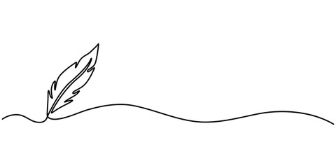 Leinwandbilder - Bird feather continuous one line drawing of bird feather icon  Isolated on white background vector illustration, Continuous Line Drawing of Feather Icon. Hand Drawn Symbol Vector Illustration. 