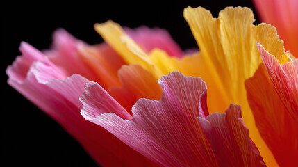 Poster - Vibrant pink and yellow flower petals with intricate texture and contrast