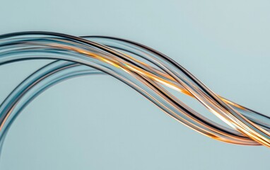 Poster - Swirling Gold and Silver Ribbons on Blue