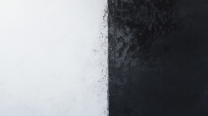Poster - A minimalist painting featuring a stark contrast between a smooth white surface and a textured black section.
