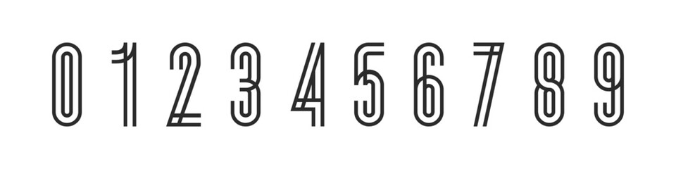 Poster - Number 0 to 10. Numbers vector icons. Number black in line design