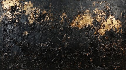 Poster - An abstract artwork featuring a textured black surface with hints of gold, creating a dramatic and captivating visual effect.