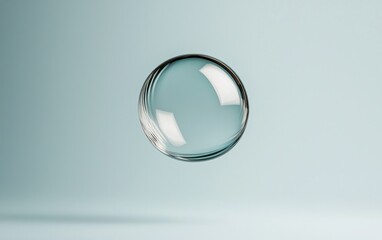 Poster - Translucent Sphere on Pale Blue Background