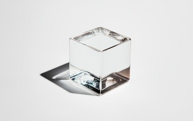 Poster - Transparent Glass Cube on White Background