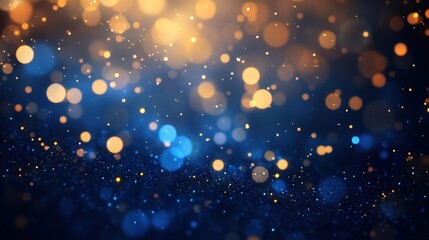 Poster - A mesmerizing blur of shimmering lights in shades of blue and gold, creating a dreamy and enchanting atmosphere.