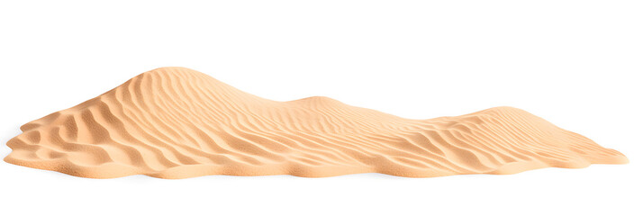 Sand dunes isolated on white background. Desert landscape with sand dunes