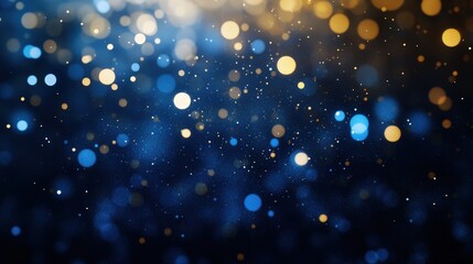Poster - A shimmering background of blue and golden bokeh lights, creating a dreamy and festive atmosphere.