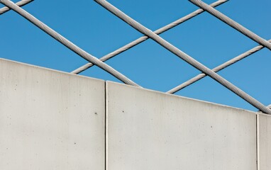 Poster - Weathered Metal Fence on Concrete Wall
