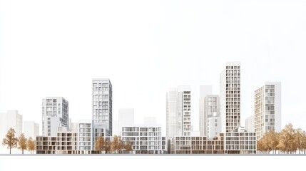 Modern city skyline, architectural rendering, urban landscape, digital illustration,  background design, conceptual image,  city planning, future vision