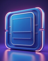 Aufkleber - a modern digital square design in striking blue with a glowing effect