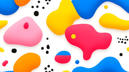 Wall Mural - abstract seamless pattern with colorful, flowing shapes in a vibrant and energetic on white