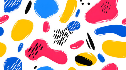 Wall Mural - abstract seamless pattern with colorful, flowing shapes in a vibrant and energetic on white