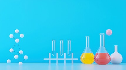 Poster - Fusion of Science Disciplines in Minimalist Educational Banner, showcasing biology, chemistry, physics elements, designed for innovative learning environments and technology integration