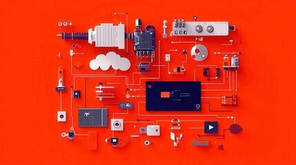 Poster - Workforce Development Icons, a visual representation of education career skills, e-learning, smart industry tools, showcasing thin-line designs for modern skill enhancement.
