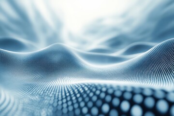 Poster - Abstract waves of blue digital patterns flowing under a bright light in a futuristic environment