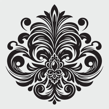 Luxury Black Decorative Element Flat Black Logo On White Background