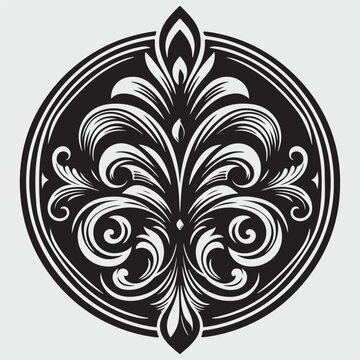 Luxury Black Decorative Element Flat Black Logo On White Background