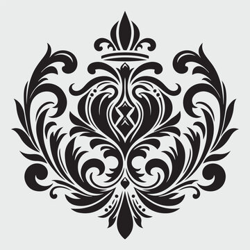 Luxury Black Decorative Element Flat Black Logo On White Background