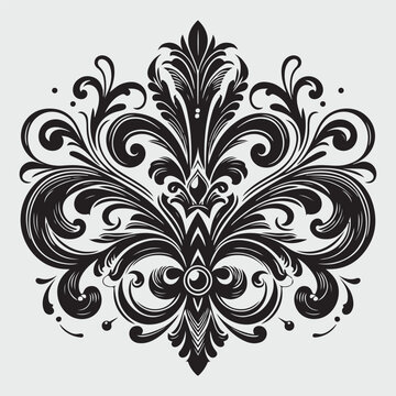 Luxury Black Decorative Element Flat Black Logo On White Background