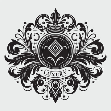 Luxury Black Decorative Element Flat Black Logo On White Background