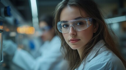 Leinwandbilder - Researchers in lab coats focus on material analysis related to mining and construction, utilizing advanced techniques and equipment for practical applications in various industries