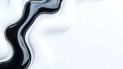 Wall Mural - abstract black and white liquid or paint swirl top view isolated on white background