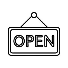 Poster - Open sign vector graphic for business promotion and store availability outline icon graphic design element