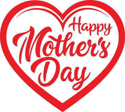 A heart-shaped design with the words, Happy Mother's day written inside it