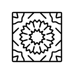 Poster - Geometric floral pattern design black and white flower vector illustration decorative art symmetrical and square  character