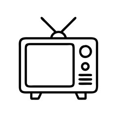 Poster - Retro television icon vector illustration, vintage tv with antenna, old television outline graphic design