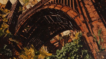 Poster - Overgrown Brick Archway in Dim Light