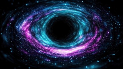 Aufkleber - A vibrant swirling nebula surrounds a dark cosmic black hole in deep space, a mesmerizing astronomical phenomenon.