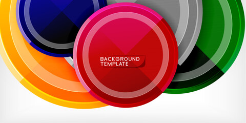 Poster - Bright colorful circles overlap. Smooth gradients create dynamic shapes. Modern design for backgrounds, templates, presentations. Vibrant hues attract attention.