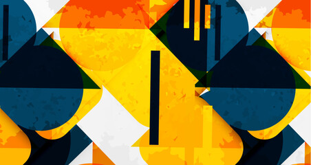 Aufkleber - abstract geometric shapes, vibrant colors, overlapping forms, modern design, bold composition, textured surface, dynamic arrangement, artistic expression.