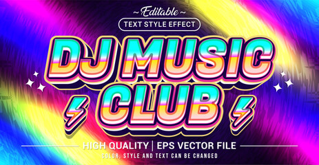 Fototapete - Editable text style effect - Dj Music Club text style theme. Vector text style illustration template.