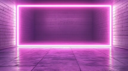 Poster - a neon glowing rectangular frame highlights an interior space