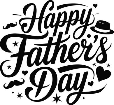 Happy Father's Day Typography Vector Text| love you dad| Celebrate Father's Day| Father's Day poster or banner template with symbol of Dad from hat, glasses and mustache| 
