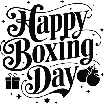 Happy Boxing Day typography | Boxing day sale banner template| Celebrated on December 26th, Boxing Day  Vector Illustration