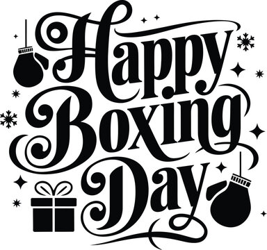 Happy Boxing Day typography | Boxing day sale banner template| Celebrated on December 26th, Boxing Day  Vector Illustration
