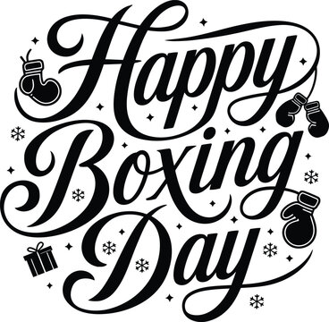 Happy Boxing Day typography | Boxing day sale banner template| Celebrated on December 26th, Boxing Day  Vector Illustration